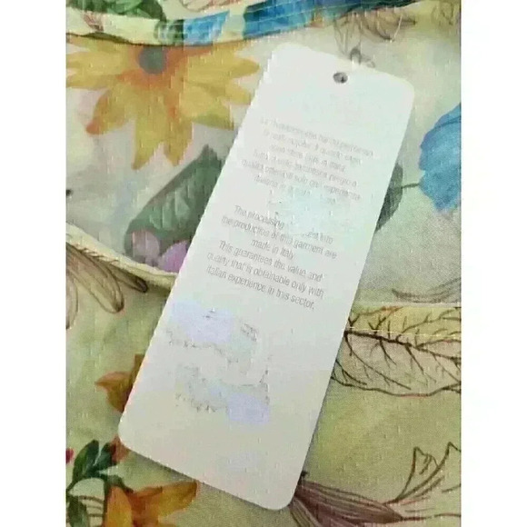 Sheer shaw blouse by J Group Made in Italy Yellow Floral OS - Picture 8 of 10